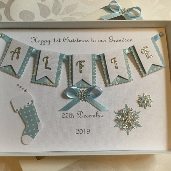 Baby’s 1st Christmas Card Personalised Boxed S... - Folksy