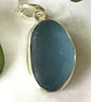 Sterling Silver Manta Ray Silhouette Seaham Blue Sea Glass Pendant Necklace - Image 4