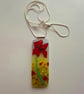 Handmade Fused Glass Pendant Necklace Poppy-field with large Red Poppy - Image 3