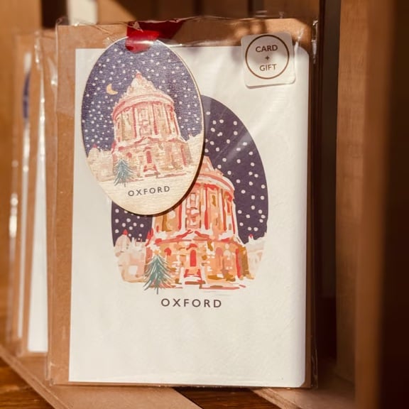 Oxford Christmas card and matching hanging wooden ornament GIFT SET (QM2579)