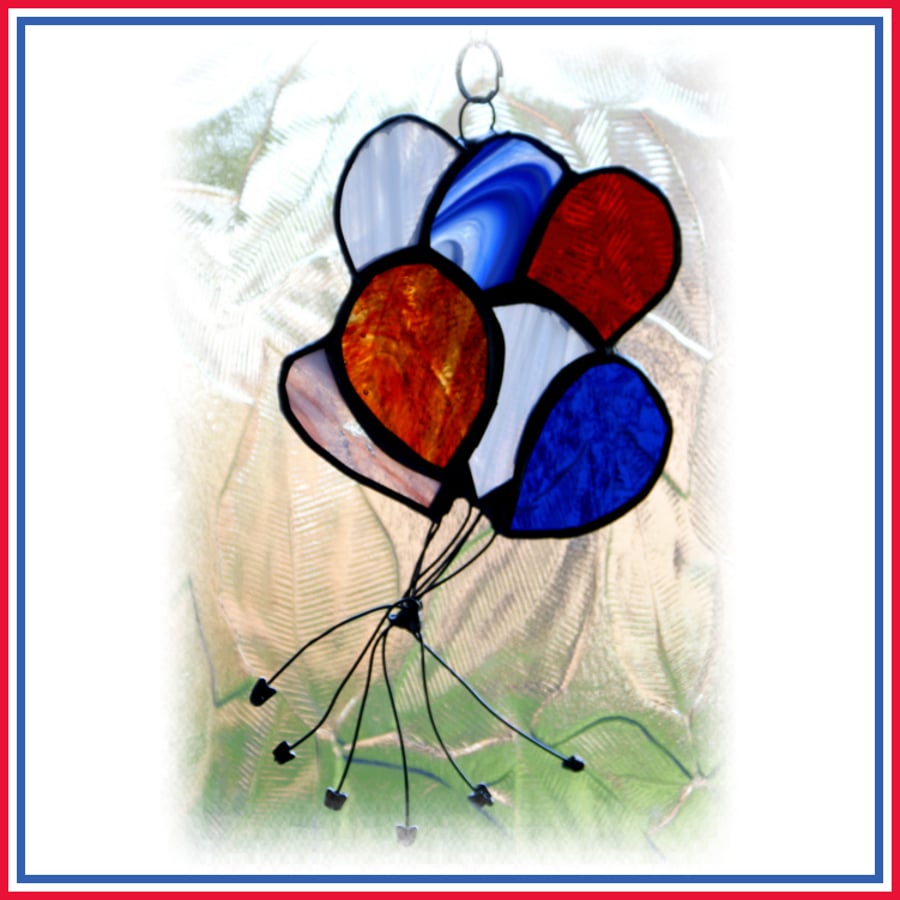 Balloons Suncatcher Stained Glass Best of British Handmade 