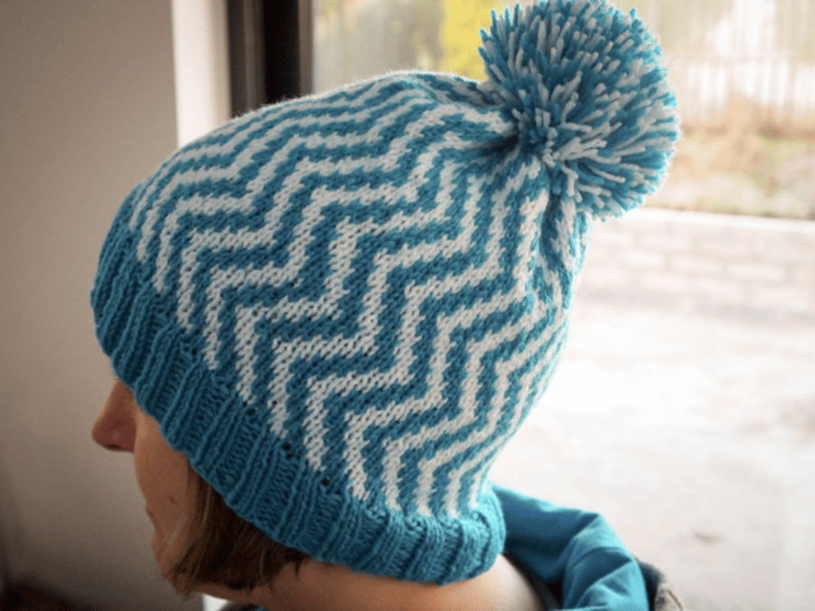 Chevron Hat Knitting Pattern - DIGITAL PATTERN ONLY
