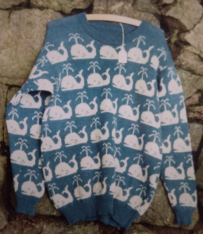 whale jumper in an all over design. Made to measure in any colour