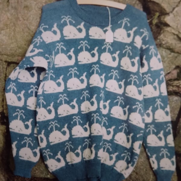 whale jumper in an all over design. Made to measure in any colour