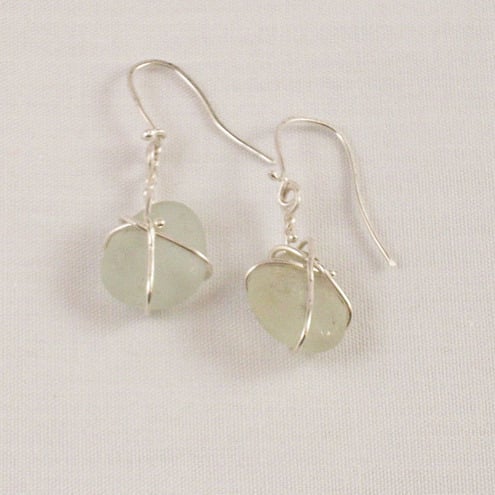 White Sea Glass Earrings