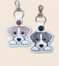 Kawaii Jack Russell Keyring - Embroidered Faux Leather Dog Bag Charm