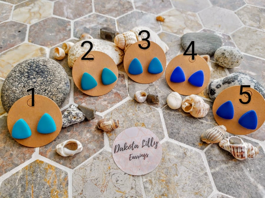 Blue Triangle polymer clay studs