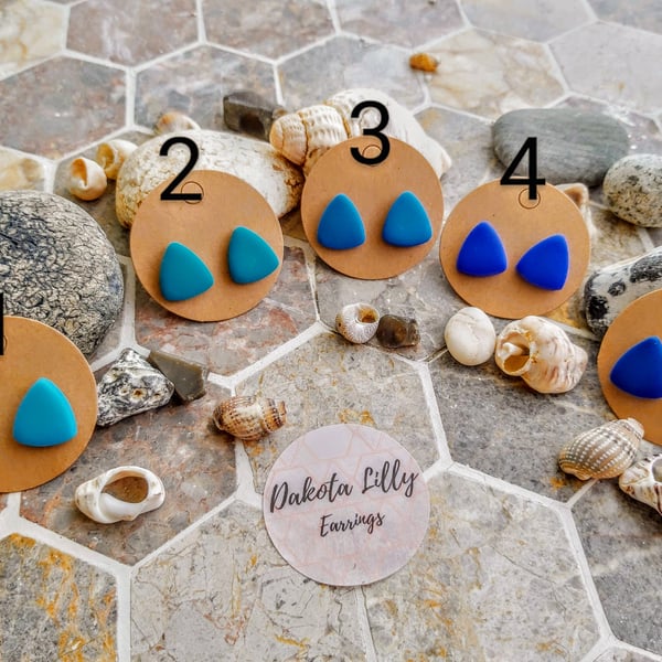 Blue Triangle polymer clay studs