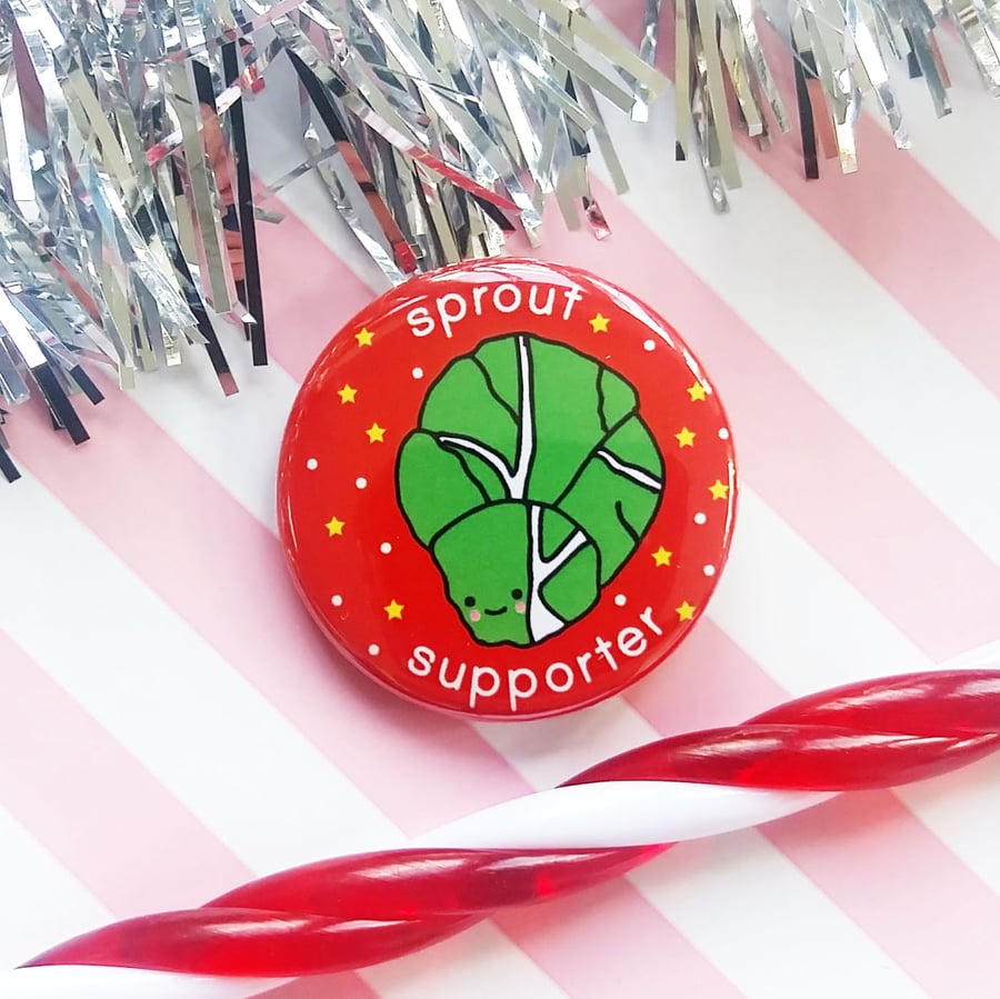 sprout supporter - 38mm pin badge  - christmas badge