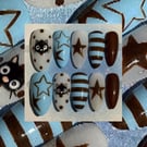 Chococat-Star-Stripe handmade reusable press on nails
