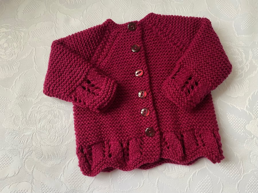 Hand knitted Baby  Cardigan to fit 0 - 3 month approx 