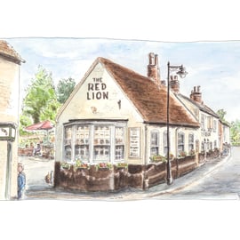 The Red Lion Pub, Overton.  Open Edition Fine Art Print