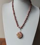 Gemstone necklace and earrings set. Pink rhodochrosite beads and pendant - Image 4