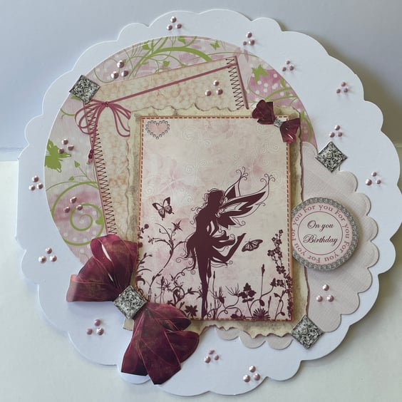 Pretty circular dancing fairy Happy birthday card