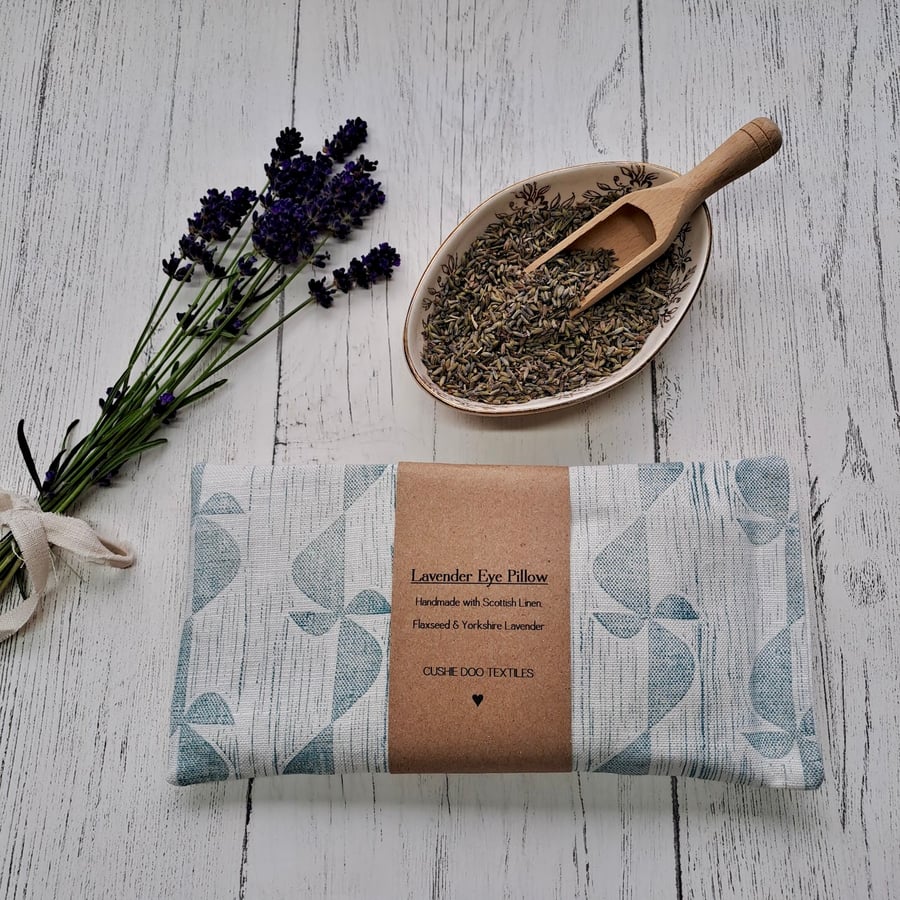Hand Printed Linen Lavender Eye Pillow
