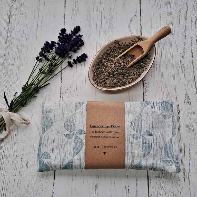 Hand Printed Linen Lavender Eye Pillow