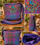 Harris tweed crossbody bag with a heart peacock