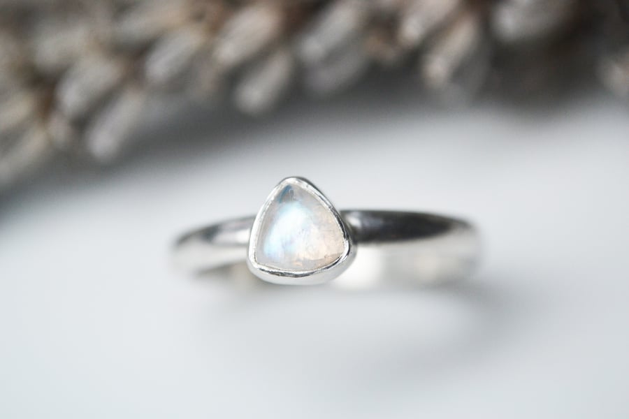 Moonstone trillion ring