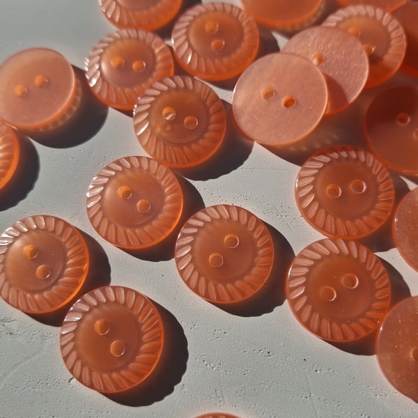45 x Acrylic Salmon Pink 18mm 2 Hole Round Buttons
