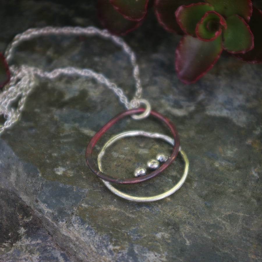  Organic Silver and Copper  Seed Necklace