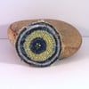Round fabric brooch with beads - Shelley