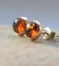 Amber and Sterling Silver Stud Earrings  - Image 3