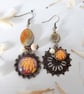 Asymmetrical Boho Style Earrings with Art Charms, Faux Pearls and Agate Stone - Image 5