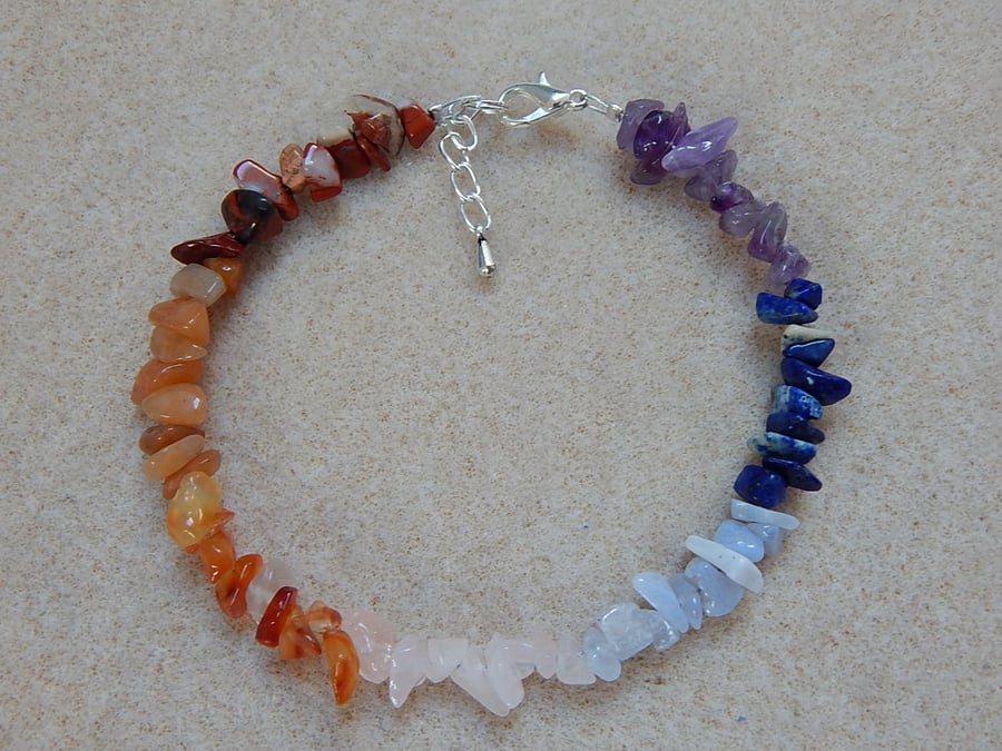 Chakra Gemstone Chip Anklet