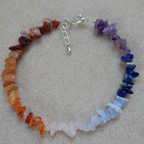 Chakra Gemstone Chip Anklet
