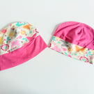 Jersey knit hat, 6-12 months, pack of two, pink and butterflies 