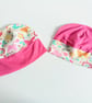 Jersey knit hat, 6-12 months, pack of two, pink and butterflies 