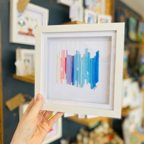 Framed Beach Plastic Waste Art