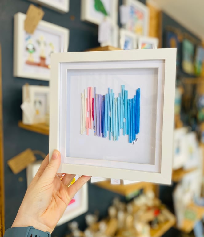 Framed Beach Plastic Waste Art