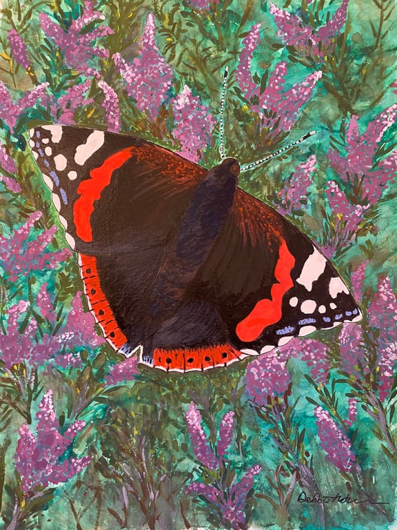 Stunning, original watercolour of a Red Admiral butterfly 