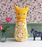 Yellow Cat Cushion - Colourful Fabric Cat - Decorative Animal Cushion - Cat Gift - Image 1