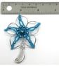 Silver Flower Brooch, Blue and Silver, Gift For Her - Image 5