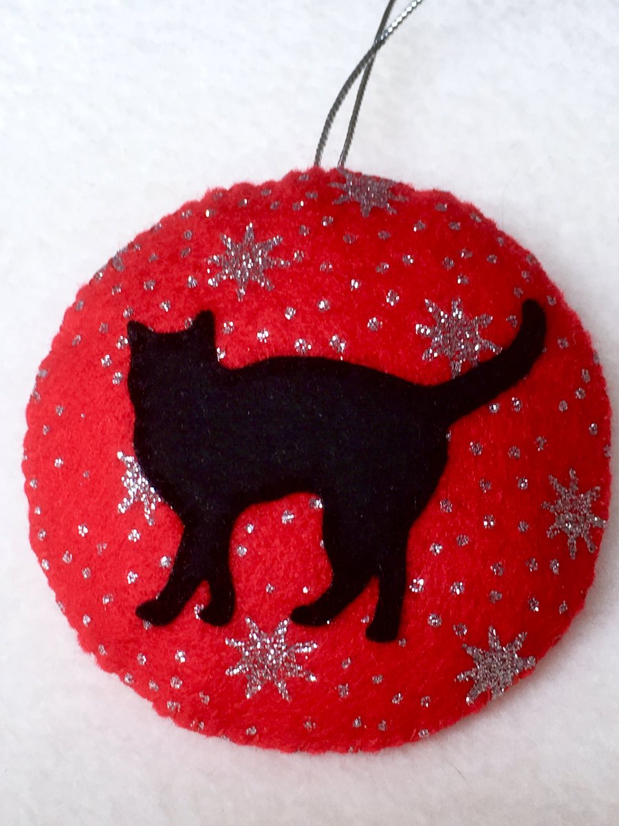 Christmas cat bauble - hanging decoration - Christmas tree decoration, cat decor