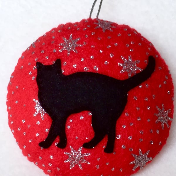 Christmas cat bauble - hanging decoration - Christmas tree decoration, cat decor