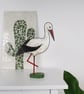 Stork ornament, hand painted wooden bird statue, bird decoration. - Image 3