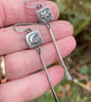 Silver long dangly mismatched earrings with star and moon - Image 2