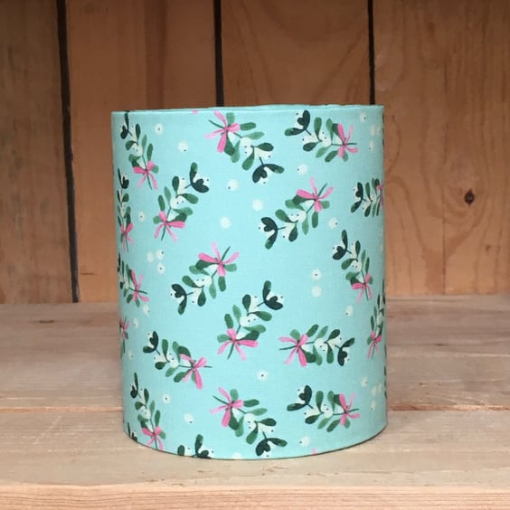 Handmade Mistletoe Christmas fabric Little Lantern with fairy lights