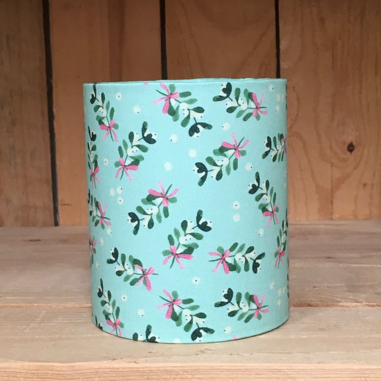 Handmade Mistletoe Christmas fabric Little Lantern with fairy lights