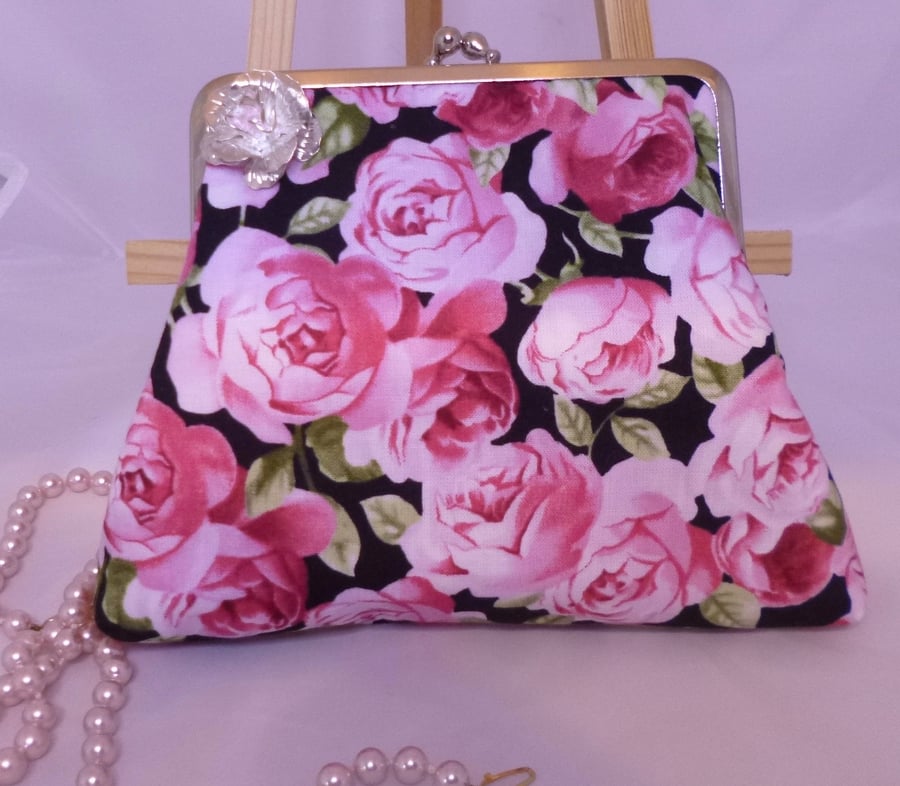 SALE - Rose Charm Frame Clutch Bag PB8