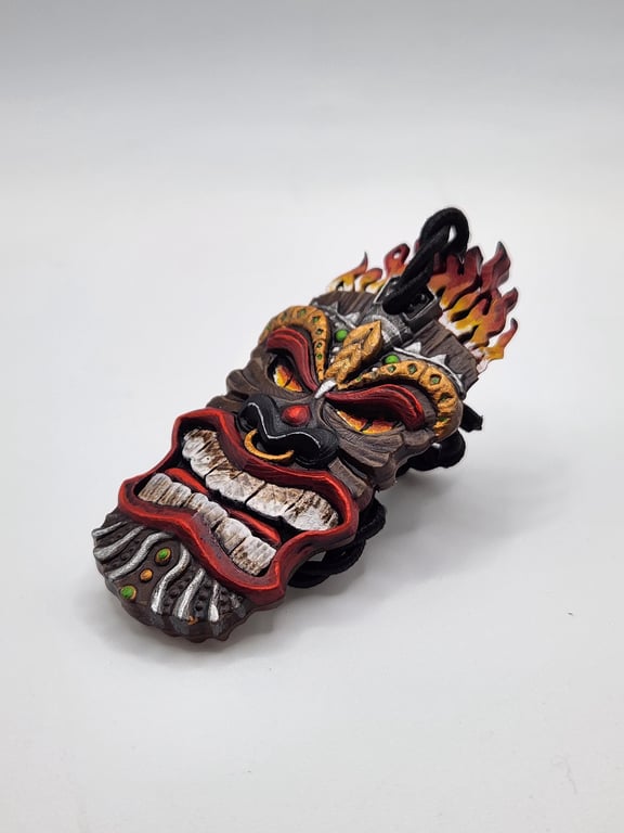 3D Printed Hand-Painted Tiki Mask Rear View Mirror Charm, Car Interior Decoratio