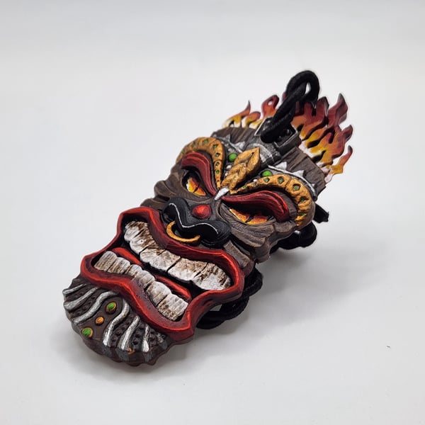 3D Printed Hand-Painted Tiki Mask Rear View Mirror Charm, Car Interior Decoratio