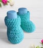Spring Green Crochet Baby Booties, Gender-Neutral Cot Shoes, Newborn Slip-On  - Image 4