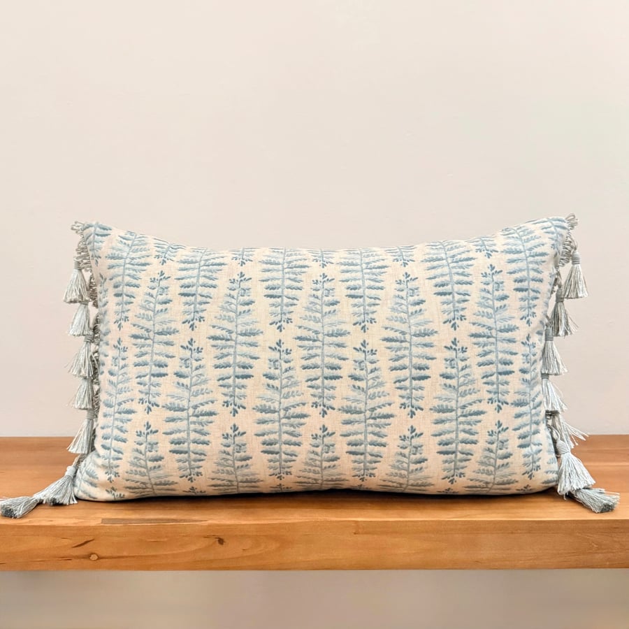 ILIV Fernia Blue Mist Lumbar Cushion Cover with Tassel Trim