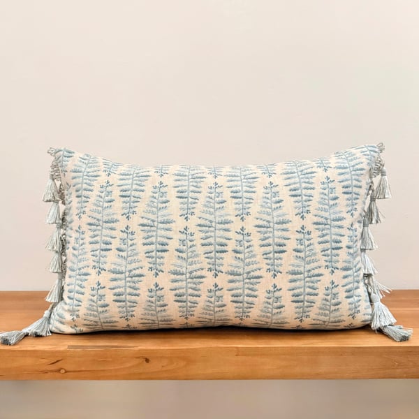 ILIV Fernia Blue Mist Lumbar Cushion Cover with Tassel Trim