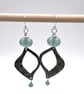 Aqua glass and pewter moon and star earrings - Image 4