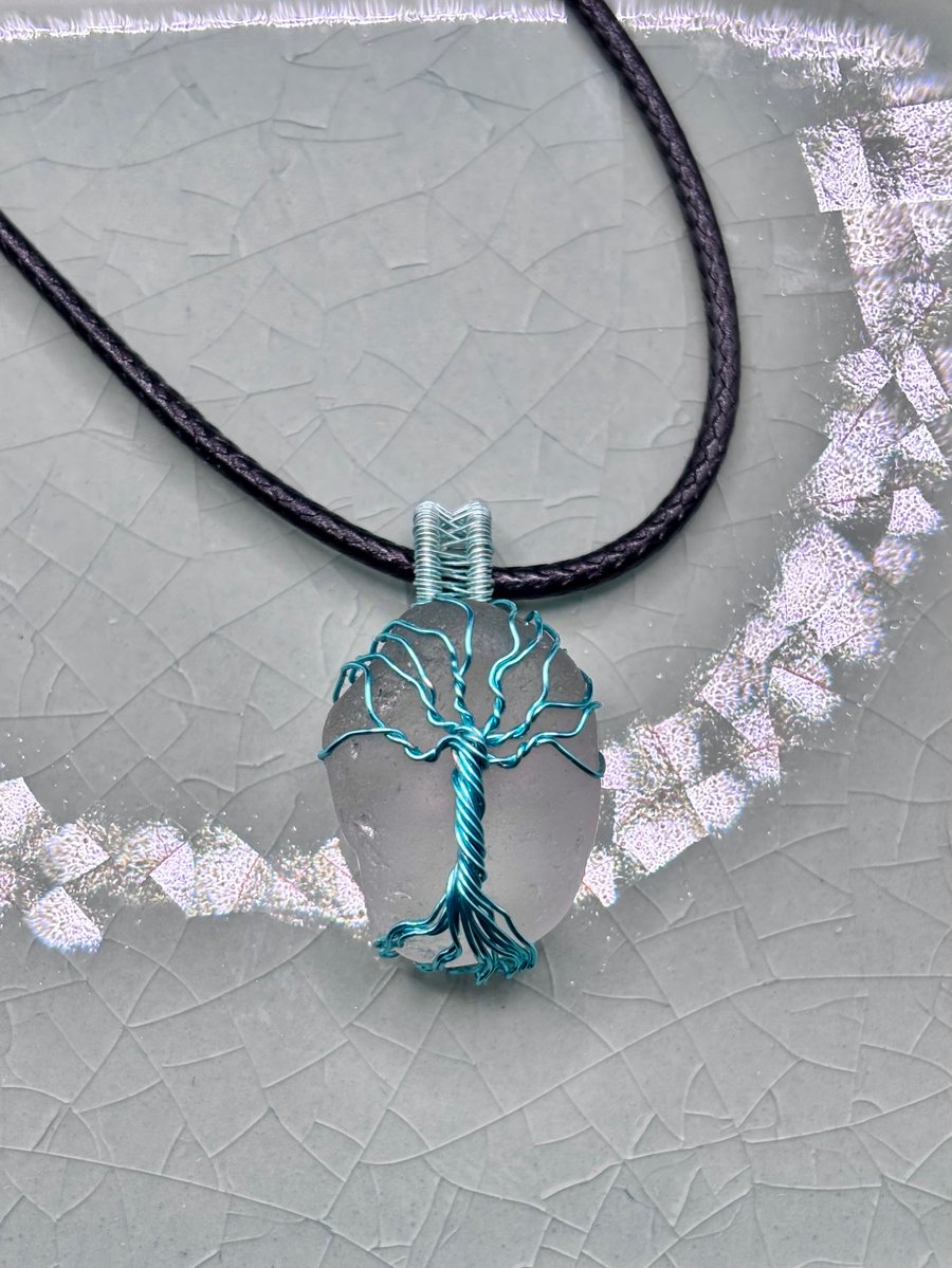 Scottish sea glass Tree of Life Pendant - Made in Scotland - unique handmade